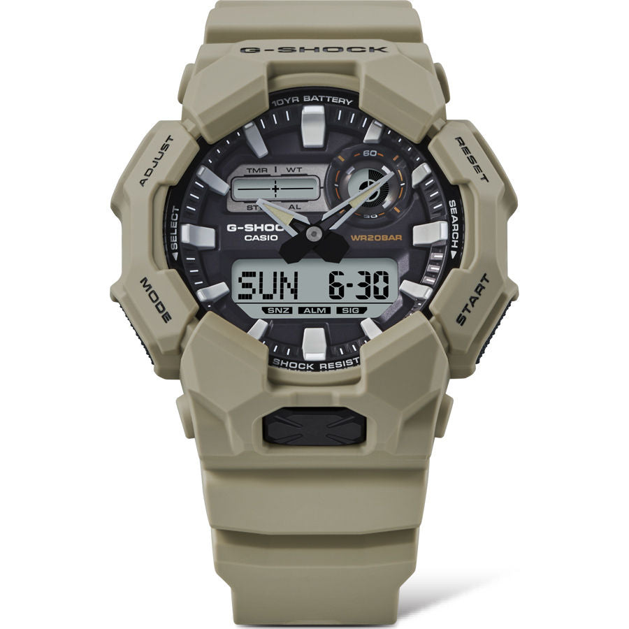 CASIO G-SHOCK GA-010-5ADR BLACK ANALOG-DIGITAL DIAL BROWN BIO-BASED RESIN BAND G1603